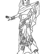 Dibujo de princesa india para colorear - Dibujos para Colorear y Pintar - Dibujos de PRINCESAS para colorear - Dibujos para colorear PRINCESA INDIA