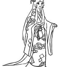 Dibujo  para colorear princesa japonesa - Dibujos para Colorear y Pintar - Dibujos de PRINCESAS para colorear - Dibujos de PRINCESA JAPONESA para colorear
