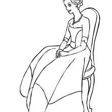 Dibujo de una princesa sentada con un hermoso vestido para colorear - Dibujos para Colorear y Pintar - Dibujos de PRINCESAS para colorear - Dibujos para pintar PRINCESAS