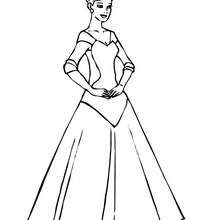 Dibujo para colorear : Lujoso vestido de Princesa