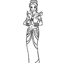 Dibujo de princesa tailandesa para colorear - Dibujos para Colorear y Pintar - Dibujos de PRINCESAS para colorear - Dibujos PRINCESA TAILANDESA para colorear