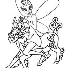 Dibujo para colorear : elfo y unicornio