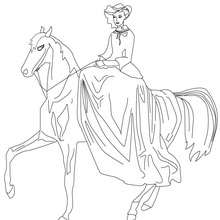 Dibujo de princesa montando a caballo para colorear - Dibujos para Colorear y Pintar - Dibujos de PRINCESAS para colorear - Dibujos para pintar PRINCESAS online