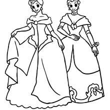 Dibujo de 2 princesas para colorear - Dibujos para Colorear y Pintar - Dibujos de PRINCESAS para colorear - Dibujos para pintar PRINCESAS online