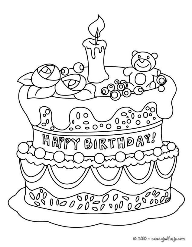 Dibujos para colorear pastel de cumpleaños 