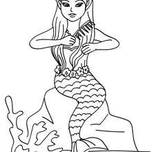 Dibujo para colorear : Sirena se peina