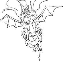 Dibujo de un Dragon con su dragonero para colorear - Dibujos para Colorear y Pintar - Dibujos para colorear de FANTASIA - Dibujos para colorear DRAGONES - Dibujos de DRAGON Y DRAGONEROS para colorear