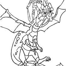 Dibujo para colorear : un dragon y su dragonero con la misma armadura