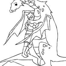 Dibujo para colorear : dragon y dragonero acariciandose