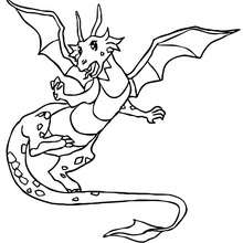 Dibujo de un dragon en vuelo para colorear - Dibujos para Colorear y Pintar - Dibujos para colorear de FANTASIA - Dibujos para colorear DRAGONES - Dibujos para colorear DRAGON ONLINE