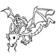 Dibujo de dragon con su dragonera para colorear - Dibujos para Colorear y Pintar - Dibujos para colorear de FANTASIA - Dibujos para colorear DRAGONES - Dibujos de DRAGON Y DRAGONEROS para colorear