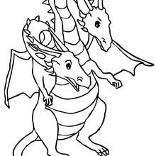 Dibujo para colorear : dragon de 2 cabezas