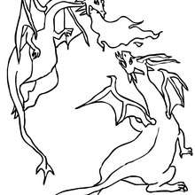 Dibujo para colorear combate de dragones - Dibujos para Colorear y Pintar - Dibujos para colorear de FANTASIA - Dibujos para colorear DRAGONES - Dibujos de DRAGÓN para colorear