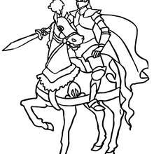 Dibujo para colorear : caballero adriestrando su caballo
