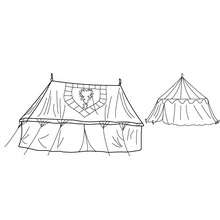 Dibujo para colorear : campamento de caballeros medievales