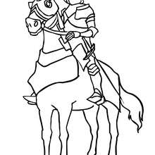 Dibujo para colorear : caballero en armadura con su caballo