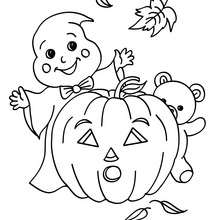 dibujo de fantasma de halloween jugando para colorear - Dibujos para Colorear y Pintar - Dibujos para colorear FIESTAS - Dibujos para colorear HALLOWEEN - Dibujos para colorear FANTASMAS HALLOWEEN