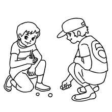Barra oblicua Ahorro Mostrarte Dibujos para colorear niños jugando a las canicas - es.hellokids.com