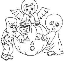 Dibujo para colorear : disfraces halloween para niños