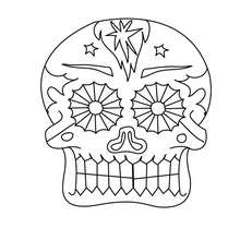Dibujos para colorear una calavera decorada del dia de los muertos -  