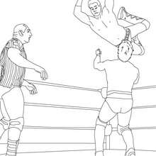 Dibujo para colorear : luchadores lanzandose a la lucha