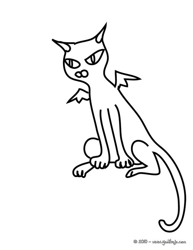 Dibujos para colorear un gato negro hechizado para halloween -  