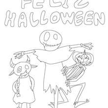 Dibujo para colorear : cartel monstruos halloween