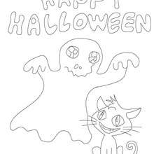 Dibujo cartel Happy Halloween para colorear - Dibujos para Colorear y Pintar - Dibujos para colorear FIESTAS - Dibujos para colorear HALLOWEEN - Dibujos para colorear FELIZ HALLOWEEN