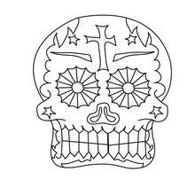 Dibujo para colorear una calavera decorada mexicana para el dia de los muertos - Dibujos para Colorear y Pintar - Dibujos para colorear FIESTAS - Dibujos para colorear DIA DE MUERTOS