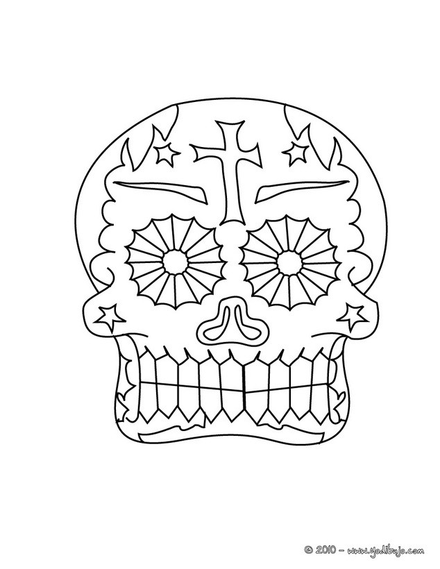 Dibujos para colorear una calavera decorada mexicana para el dia de los  muertos 