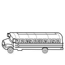 Dibujo para colorear : un autobus escolar con alumnos