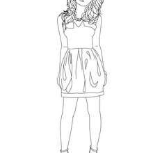 Dibujo para colorear : Demi Lovato en vestido de noche