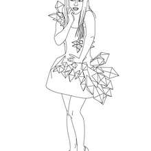 Dibujo para colorear Lady Gaga en vestido de noche - Dibujos para Colorear y Pintar - Dibujos para colorear FAMOSOS - LADY GAGA para colorear