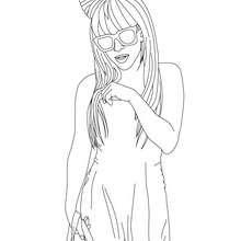 Dibujo para colorear Lady Gaga con gafas de sol - Dibujos para Colorear y Pintar - Dibujos para colorear FAMOSOS - LADY GAGA para colorear