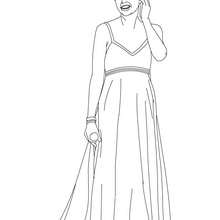Dibujo para colorear : Taylor Swift con un hermoso vestido