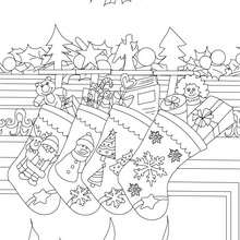 Dibujo para colorear calcetines de navidad con regalos navideños - Dibujos para Colorear y Pintar - Dibujos para colorear FIESTAS - Dibujos para colorear de NAVIDAD - CALCETIN NAVIDAD para colorear