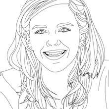 Dibujo para colorear : Retrato  de Emma Watson sonriendo