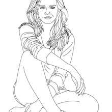 Dibujo para colorear Emma Watson sentada - Dibujos para Colorear y Pintar - Dibujos para colorear FAMOSOS - EMMA WATSON para colorear