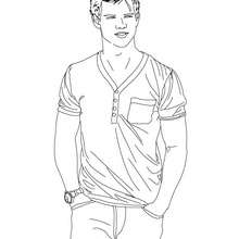 Dibujo para colorear : Taylor Lautner con las manos en los bolsillos