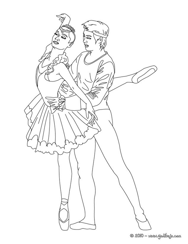 Dibujos para colorear pareja de bailarines 