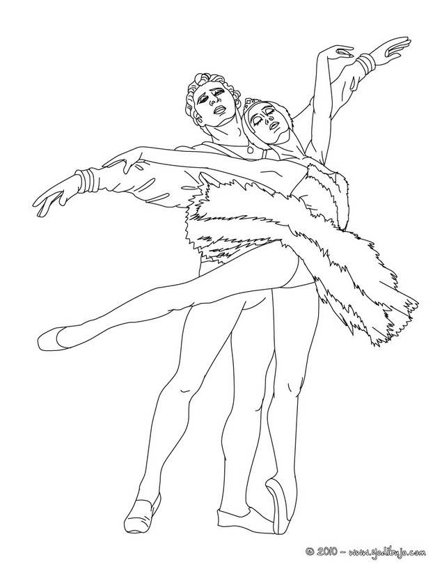 Dibujos para colorear danza para dos por una pareja de bailarines -  