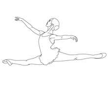 Dibujo para colorear : bailarina ensayando un grand jete