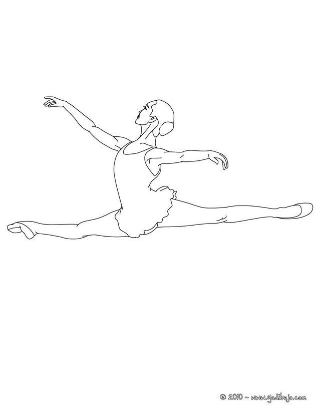 Dibujos para colorear bailarina ensayando un grand jete 