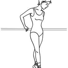 Dibujos para colorear bailarina haciendo ejercicio en la barra -  
