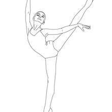 Dibujo para colorear : una bailarina haciendo un pique arabesco