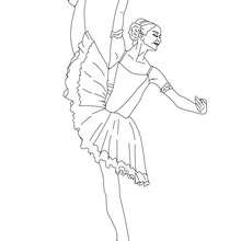 Dibujo para colorear : una bailarina haciendo un battement degage