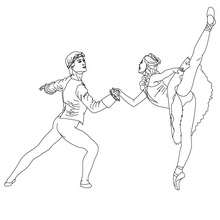 Dibujos para colorear bailarina haciendo ejercicio en la barra -  