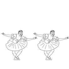 Dibujo para colorear : dos bailarinas saludando