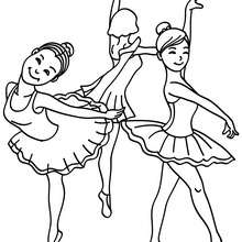 Dibujo para colorear : grupo de bailarinas ensayando durante la clase de ballet