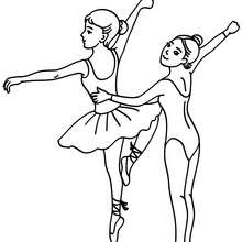 Dibujo para colorear : bailarina haciendo un pase en la clase de ballet